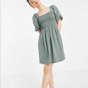 Vero Moda cotton shirred puff sleeve mini dress smock dress
